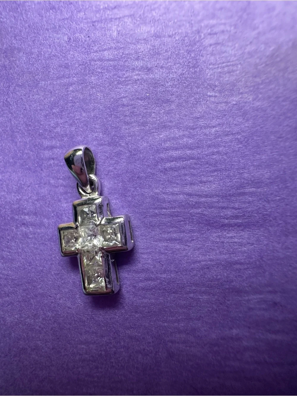 Sterling Silver Cross Pendant with Clear Stones - (pendant only) no chain - Picture 2 of 8